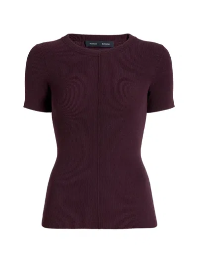 Proenza Schouler Sky Ribbed-knit T-shirt In Brown