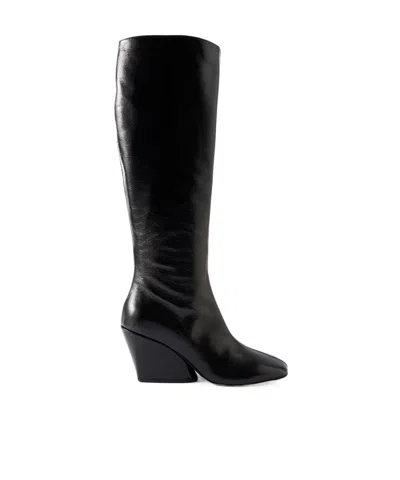Proenza Schouler Slant Glossed-leather Knee Boots In Black