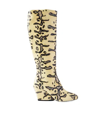 Proenza Schouler Slant Snake-effect Leather Knee Boots In Yellow