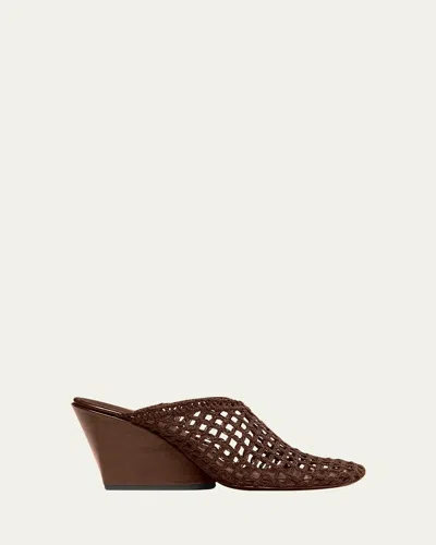 Proenza Schouler Slant Crochet Mules Mushroom In Brown