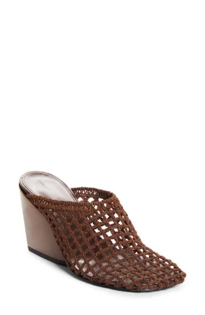 Proenza Schouler Slant Crochet Wedge Mule In Brown