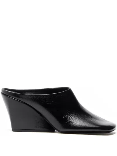 Proenza Schouler Slant Leather Mules In Black