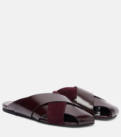 Proenza Schouler Slant Leather Sandals In Burgundy