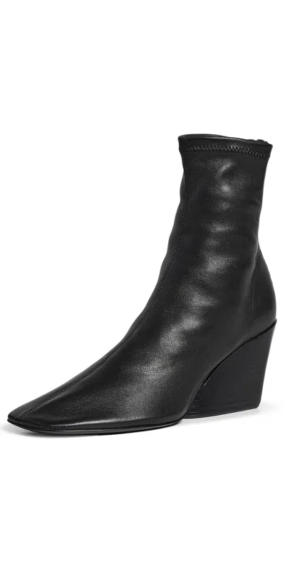 Proenza Schouler 70mm Slant Stretch Leather Ankle Boots In Black