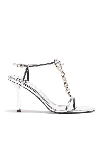 Proenza Schouler Slash Chain Metallic Leather Sandals In Silver