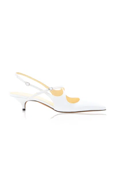Proenza Schouler Slash Crossover Slingback Leather Pumps In White