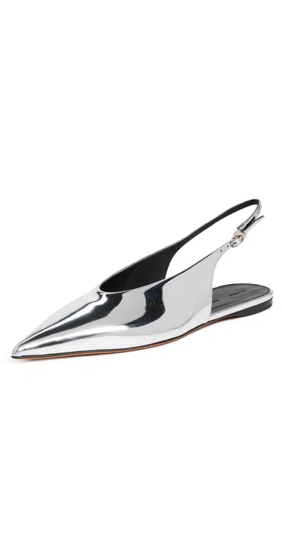 Proenza Schouler Slash Flat Slingbacks Silver