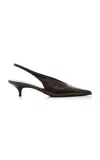 Proenza Schouler Slash Leather Slingback Pumps In Brown
