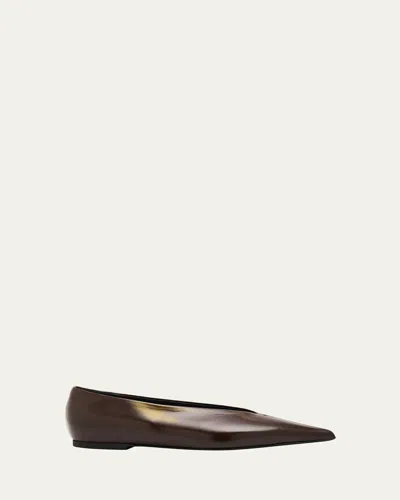 Proenza Schouler Slash Slick Nappa Leather Ballerina Flats In Brown