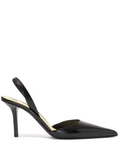PROENZA SCHOULER SLASH SLINGBACK PUMPS IN SPAZZOLATO LEATHER IN BLACK