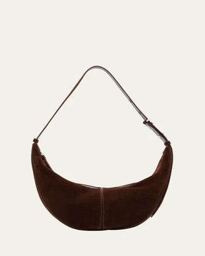 Proenza Schouler Slide Zip Suede Shoulder Bag In Chocolate