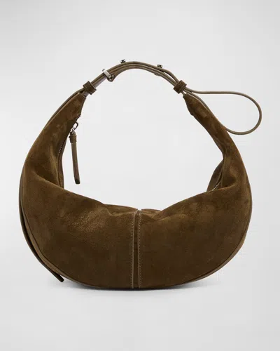 Proenza Schouler Slide Zip Suede Shoulder Bag In Gray
