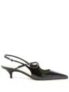 Proenza Schouler Slash Patent-leather Slingback Point-toe Pumps In Black