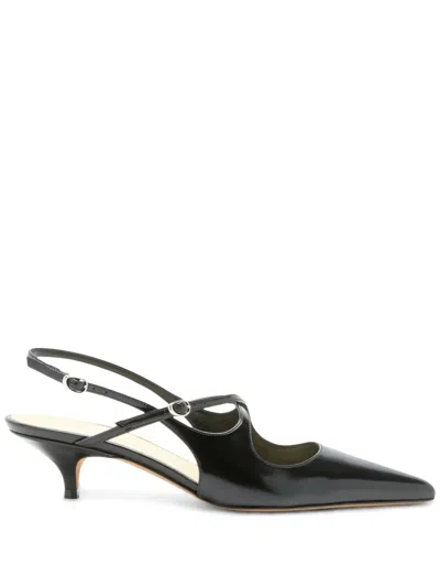 Proenza Schouler Slash Patent-leather Slingback Point-toe Pumps In Black