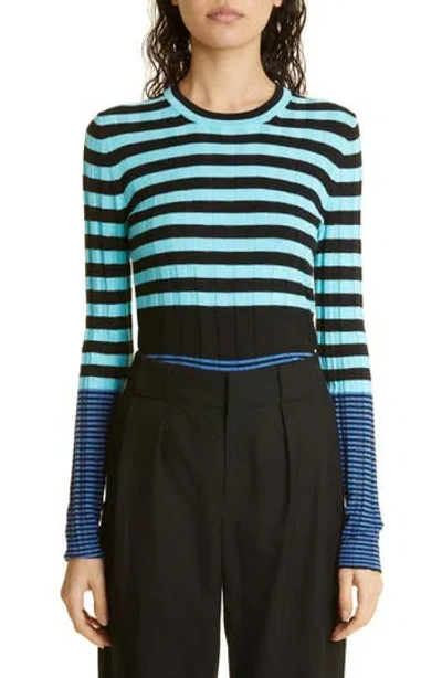 Proenza Schouler Slinky Stripe Rib Sweater In Blue