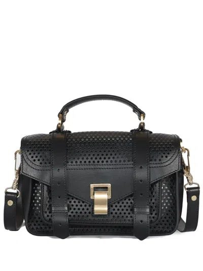 Proenza Schouler Small Perforated Satchel Bag In Black