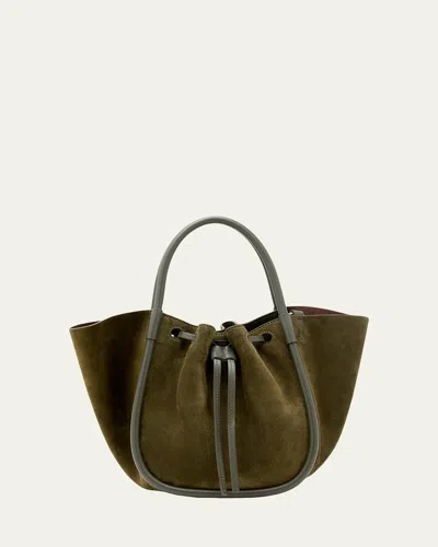 Proenza Schouler Small Ruched Suede Tote Bag In Olive