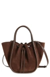 Proenza Schouler Small Ruched Suede Tote In Brown