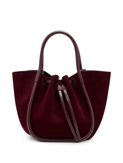 Proenza Schouler Small Ruched Tote In Soft Suede In Burgundy