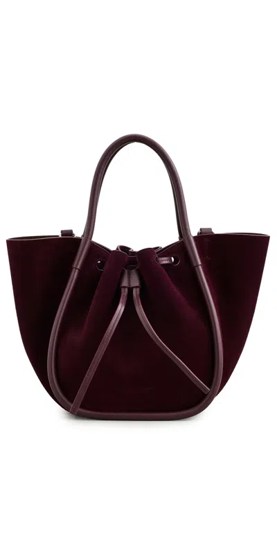 Proenza Schouler Small Ruched Tote In Soft Suede Oxblood
