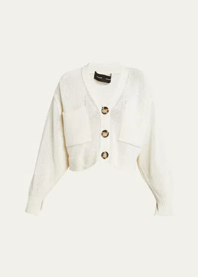 Proenza Schouler Sofia Crop Cotton Knit Cardigan In Off White