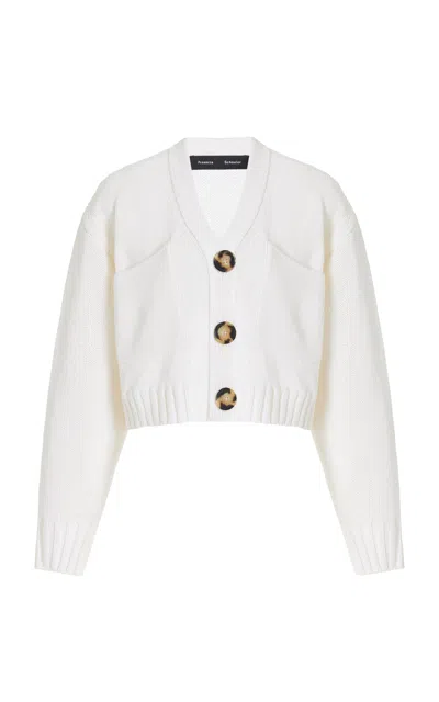 Proenza Schouler Sofia Cropped Knit Cotton-blend Cardigan In White