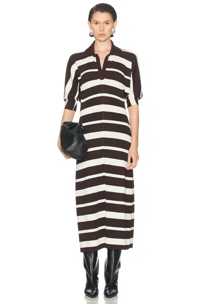 Proenza Schouler Solana Striped Wool And Silk-blend Midi Dress In Brown
