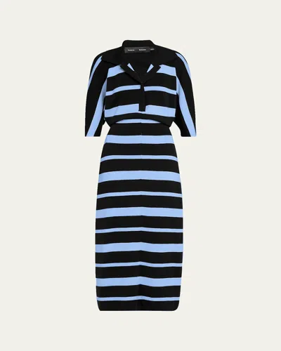 Proenza Schouler Solana Polo Stripe Superfine Merino Wool Dress In Multi