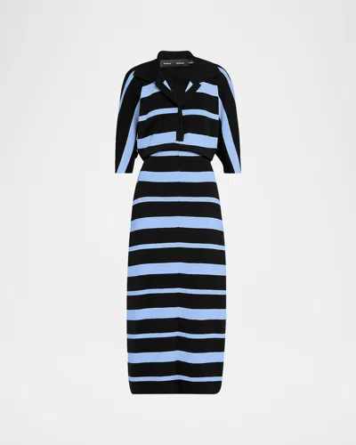 Proenza Schouler Solana Polo Stripe Superfine Merino Wool Dress In Multi