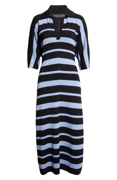 Proenza Schouler Solana Stripe Merino Wool & Silk Midi Polo Dress In Multi