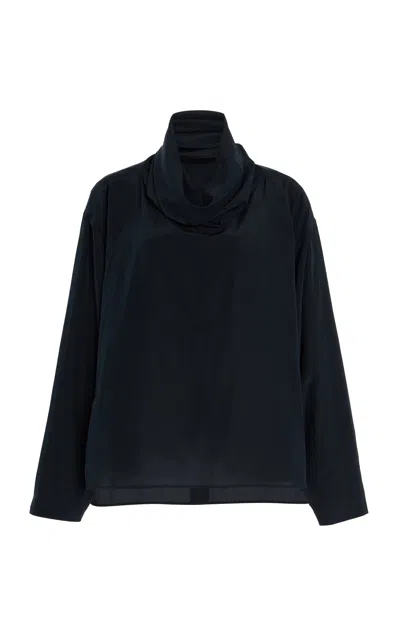 Proenza Schouler Solene Draped Silk-blend Top In Black