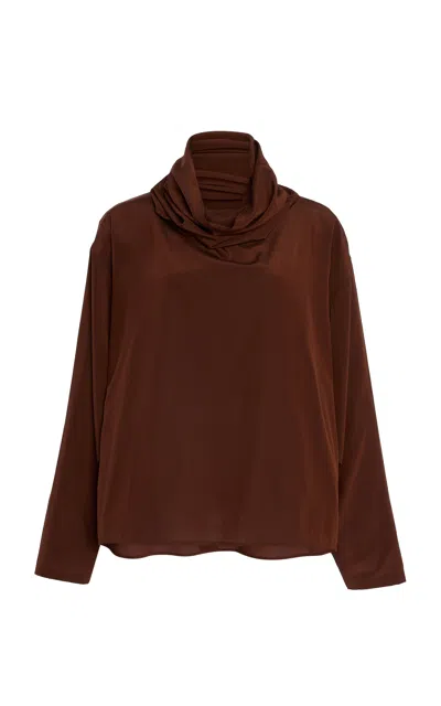 Proenza Schouler Solene Draped Silk-blend Top In Burgundy