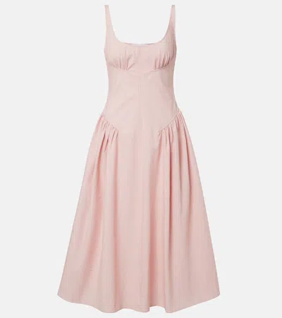 Proenza Schouler Solira Seersucker Midi Dress In Pink