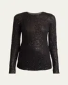 Proenza Schouler Sophie Long-sleeve Sequin Top In Black