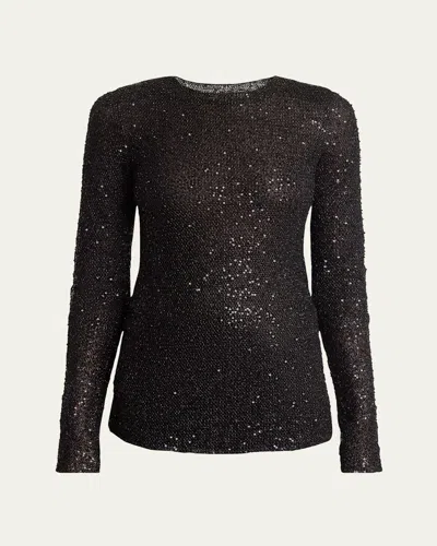 Proenza Schouler Sophie Long-sleeve Sequin Top In Black