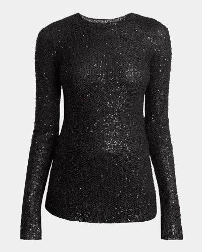 Proenza Schouler Sophie Long-sleeve Sequin Top In Black