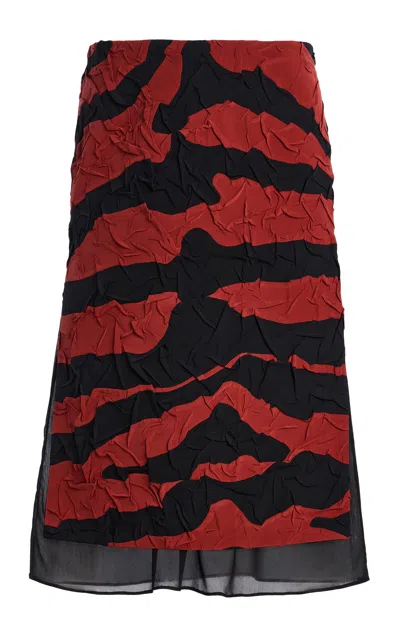 Proenza Schouler Soraya Tiger Crinkle Intarsia Midi Skirt In Multi