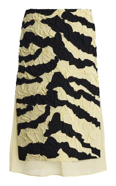 Proenza Schouler Soraya Tiger Crinkle Intarsia Midi Skirt In Yellow