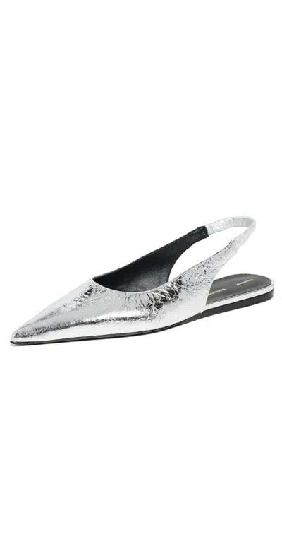 Proenza Schouler Spike Slingback Flats Silver