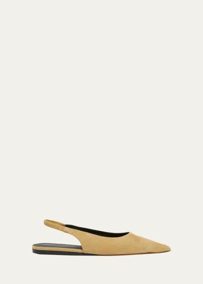 Proenza Schouler Spike Suede Point-toe Slingback Ballerina Flats In 20033 Nat