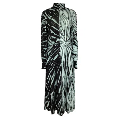 Proenza Schouler Spiral Tie-dye Turtleneck Dress In Black Rayon