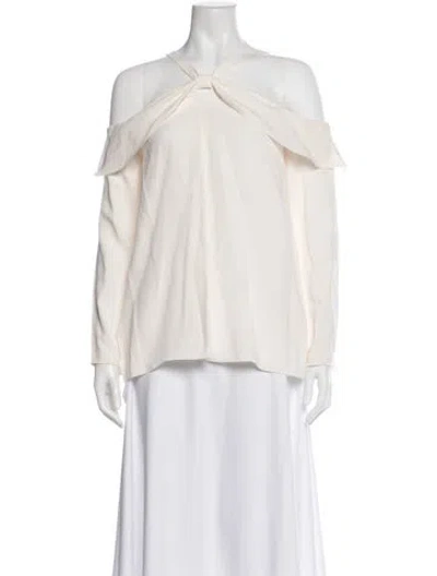 Pre-owned Proenza Schouler Square Neckline Long Sleeve Blouse In White