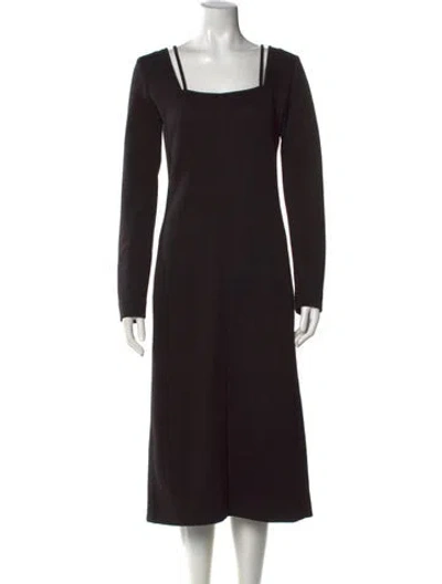 Pre-owned Proenza Schouler Square Neckline Midi Length Dress In Black