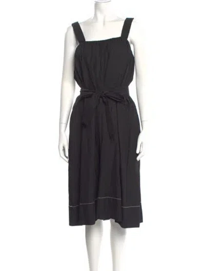 Pre-owned Proenza Schouler Square Neckline Midi Length Dress In Black