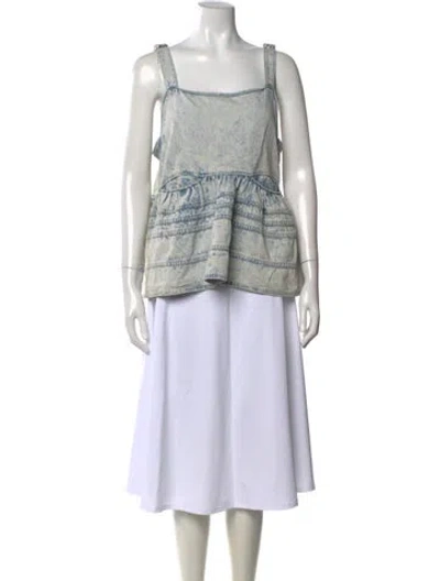 Pre-owned Proenza Schouler Square Neckline Sleeveless Top In Blue