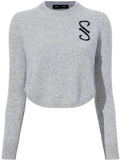 Proenza Schouler Stella Monogram-embroidered Jumper In Grey Melange