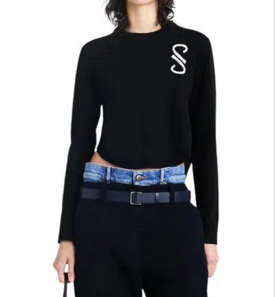 Proenza Schouler Stella Monogram-embroidered Cashmere Jumper In Schwarz