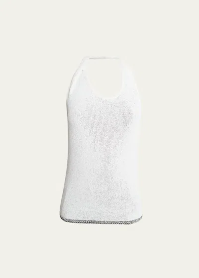 Proenza Schouler Stevie Textured Knit Halter Top In White
