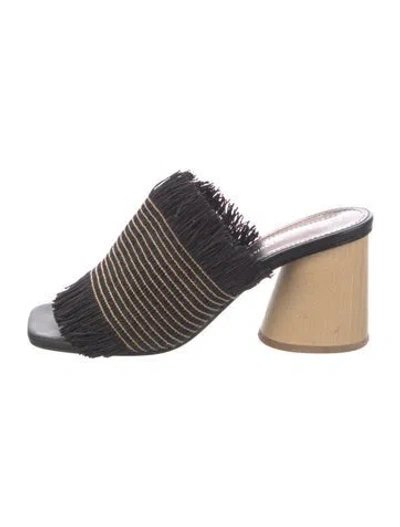 Pre-owned Proenza Schouler Straw Striped Slides In Black