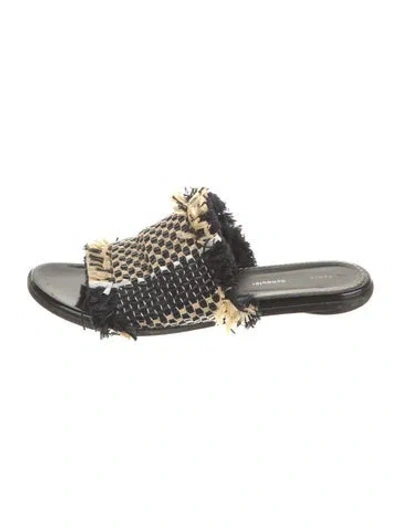 Pre-owned Proenza Schouler Straw Tweed Pattern Slides In Black